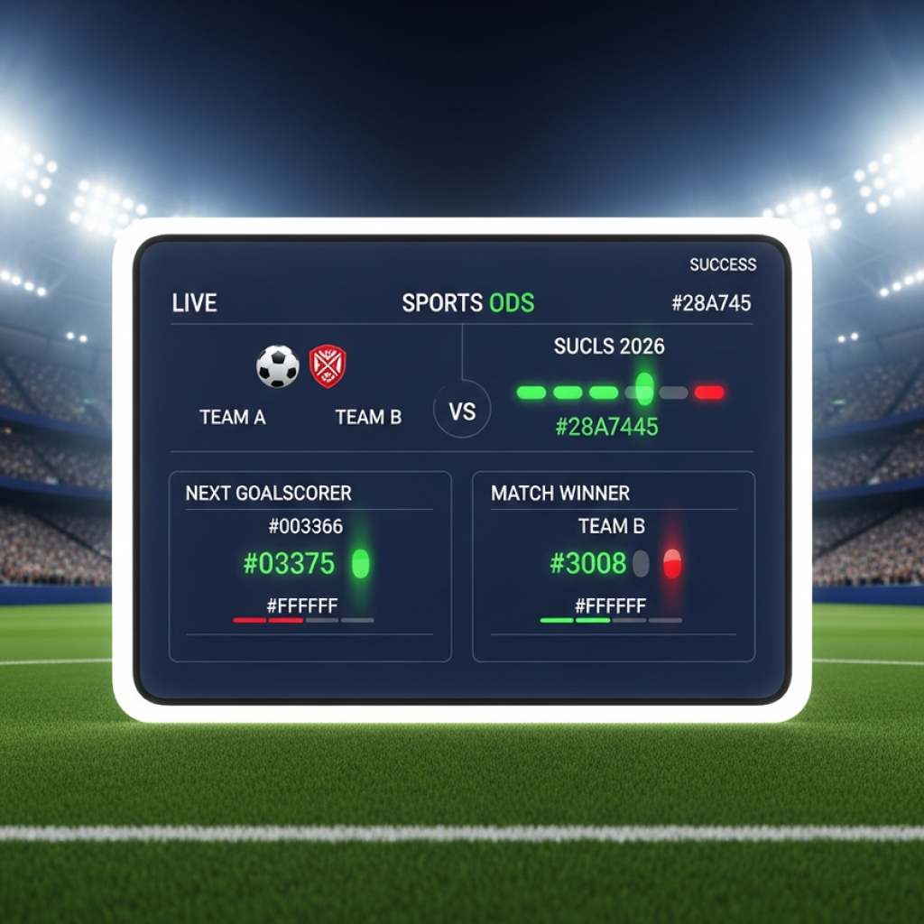 BLOG A modern live sports betting interface showing updating odds for a World Cup 2026 football match.