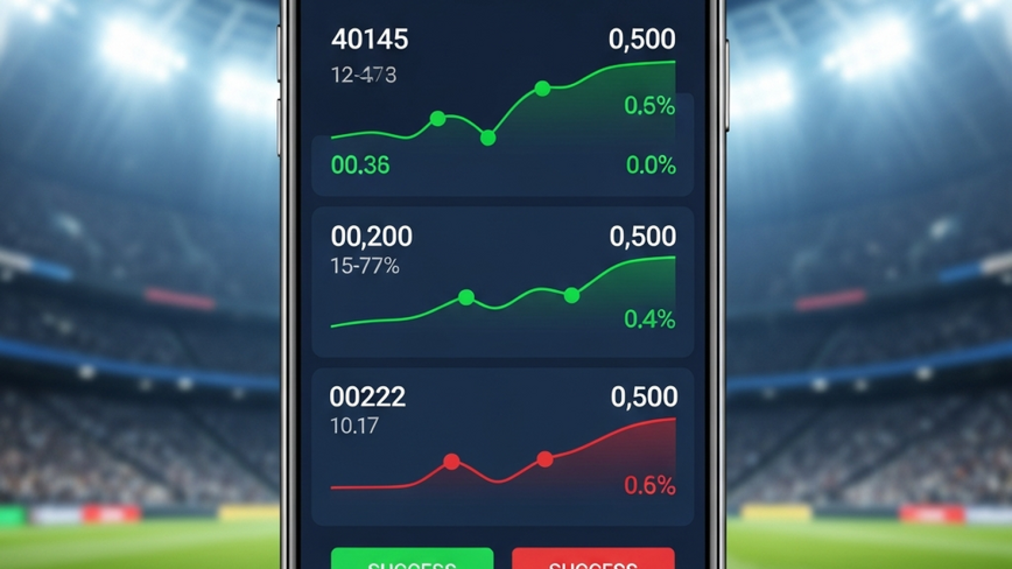 A smartphone showing a World Cup 2026 live betting interface against a backdrop of a Malaysian football stadium.