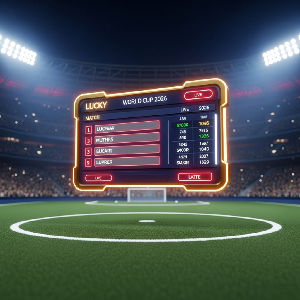 BLOG A futuristic sports betting interface for the 2026 World Cup glowing above a football stadium pitch at night.