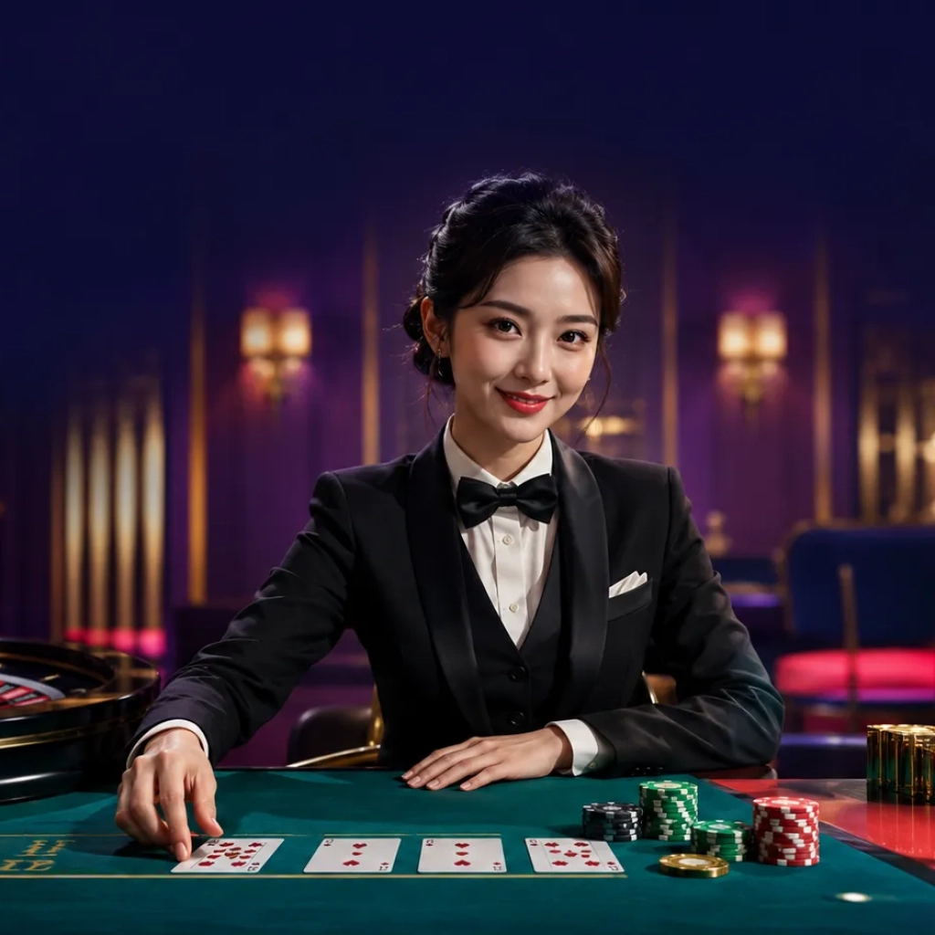 BLOG Online casino Malaysia live dealer at a baccarat and roulette table with a smartphone showing a live casino game