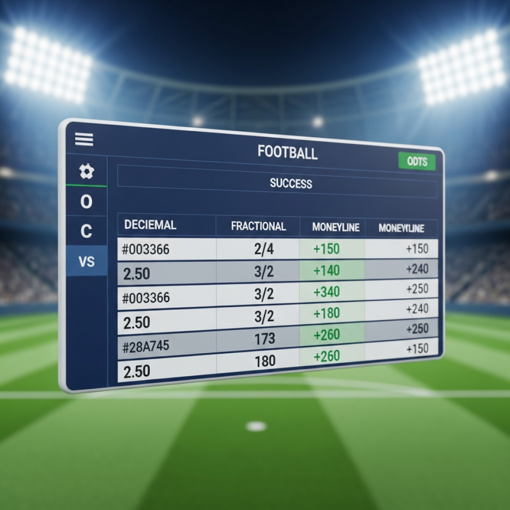 BLOG A modern sportsbook interface comparing Decimal, Fractional, and Moneyline betting odds for a football match.
